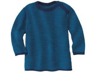 Baby und Kinder Pullover Bio-Merinowolle (kbT) melange-marine-blau