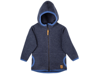 Baby und Kinder Jacke mit Kapuze Bio-Merino-Wollfleece jeans