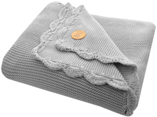 Babydecke Bio-Baumwolle mit Muschelkante, grey