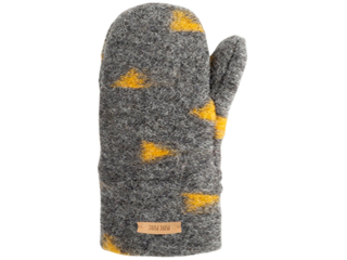 Kinder Handschuhe Fäustlinge Bio Wollwalk grau-bernstein