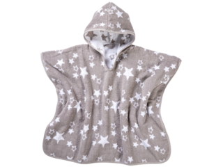 Badeponcho mit Kapuze Bio-Baumwolle Sternchen grau
