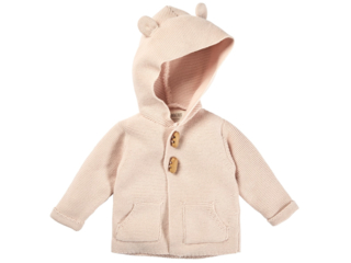 Baby Strickjacke mit Kapuze Bio-Baumwolle rose melange
