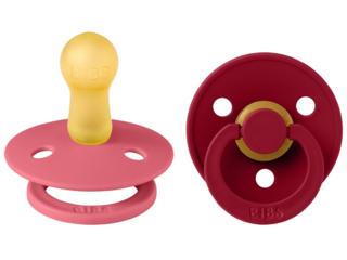 Schnuller Naturlatex "Colour" 2er Pack kirschförmig coral-ruby
