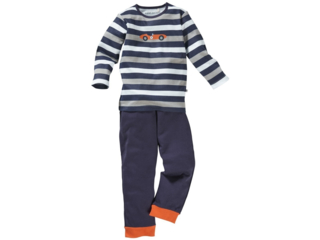 Kinder Schlafanzug 2-teilig Bio-Baumwolle blau-grau-weiß