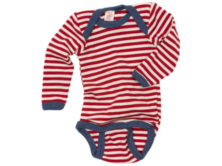 Baby Body mit Schlupfausschnitt Langarm rot-geringelt