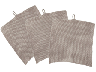 Stricklappen Bio-Baumwolle 3er-Set steel grey