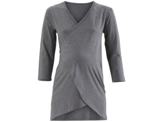 Stillshirt Wickelshirt "Agnes" Bio-Baumwolle dunkelgrau melange