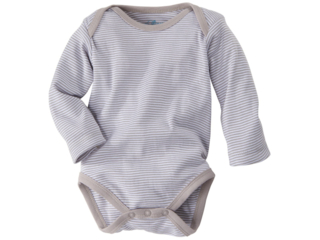 Baby Langarmbody Bio-Baumwolle grau-weiß gestreift