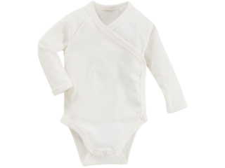 Baby Wickelbody Langarm Bio Baumwolle off white