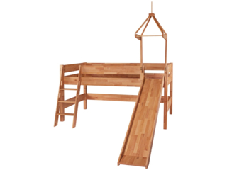 Spielbett "Ben" mit Rutsche und Turm, Buche massiv, bio geölt