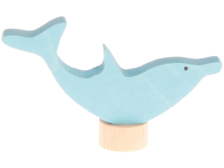 Delfin Steckfigur aus Lindenholz, bunt lasiert
