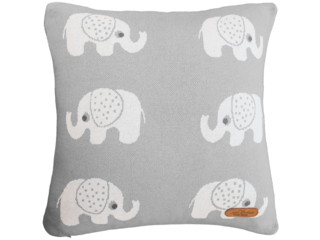 Kissenbezug 40x40 cm Bio Baumwolle, Elefanten Grey