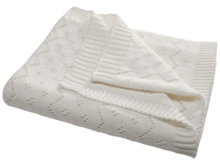 Babydecke Ajour Strick Bio-Baumwolle ivory