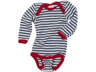 Baby Body mit Schlupfausschnitt Langarm blau-geringelt
