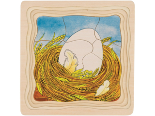 Holzpuzzle"Das Huhn", 4 Bilder, 44-teilig