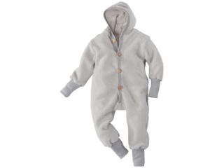 Baby und Kinder Kapuzenoverall Wolle-Baumwolle Fleece grau