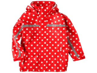 Kinder Buddeljacke und Regenjacke Räuberwald Punkte rot