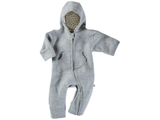 Baby Overall mit Kapuze Bio Schurwoll-Walk hellgrau
