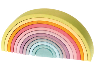 Großer Regenbogen aus Lindenholz, 12-teilig, pastell lasiert