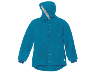 Kinder Jacke mit Kapuze Bio-Merino-Wollwalk (kbT) blau