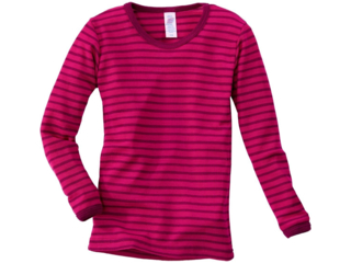 Kinder Langarmshirt Unterhemd himbeere-geringelt