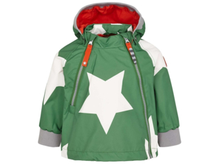 Baby und Kinder Jacke mit Kapuze grün mit Sternen
