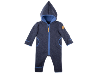 Baby und Kinder Overall mit Kapuze Bio-Merino-Wollfleece (kbT) jeans