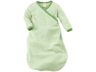 Baby Schlafsack Wickelsack Wolle Seide grün-geringelt