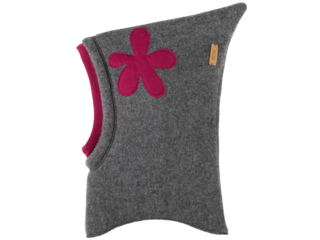 Baby und Kinder Schlupfmütze Bio Wollfleece schiefer Blume