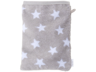 Waschhandschuh Bio-Baumwolle Frottee, grau-Sternchen