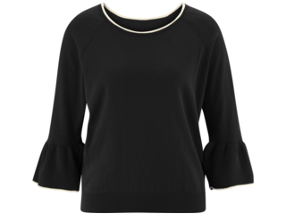 Damen Pullover mit Volant-Ärmeln "Gesine" black