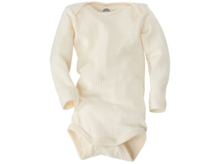 Baby Body Langarm Baumwolle-Wolle-Seide natur