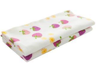 Moltontücher Bio-Baumwolle 2er-Set Erdbeeren