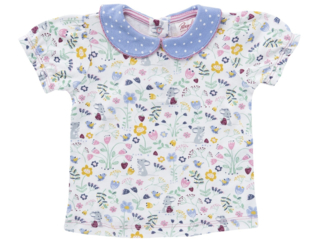 Baby und Kinder T-Shirt mit Kragen Blümchen