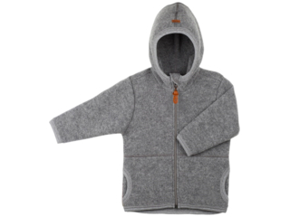 Baby und Kinder Jacke mit Kapuze Bio-Merino-Wollfleece schiefer