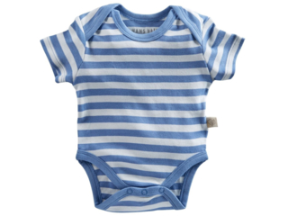 Baby Body Kurzarm Bio Baumwolle blau-off white