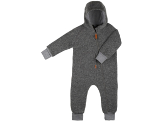 Baby Overall mit Kapuze Bio Wollwalk grau