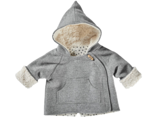 Baby und Kinder Jacke Bio Schurwoll-Walk mit Teddyfutter hellgrau