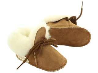 Babyschuhe Lammfell, Veloursleder, "Bambino" pflanzlich gegerbt braun