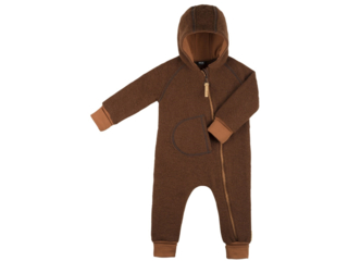 Baby Overall mit Kapuze Bio Wollwalk tabacco