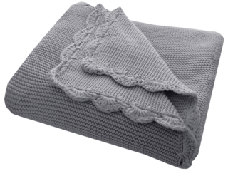 Babydecke Bio-Baumwolle mit Muschelkante, graphit