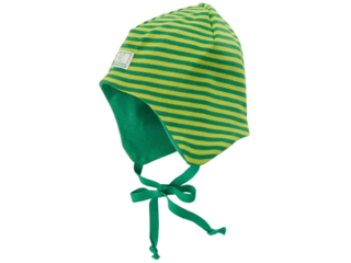 Kindermütze „Radler“ grün-geringelt