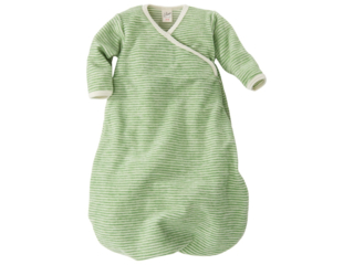 Schlafsack Baby, Schurwolle (kbT), Frottee-Plüsch grün-geringelt