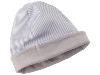 Baby und Kinder Wendemütze Beanie Bio-Baumwolle grau-weiß gestreift