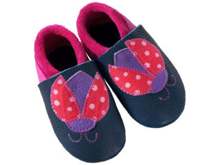 Kinder Lederpuschen Krabbelschuhe Bio-Leder "Marienkäfer"