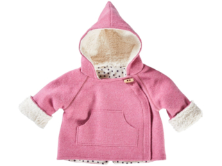 Baby und Kinder Jacke Bio Schurwoll-Walk mit Teddyfutter pink