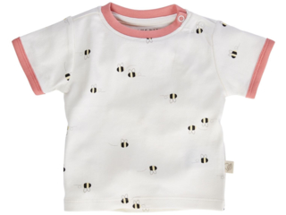 Baby T-Shirt Bio-Baumwolle Biene off white-rosa