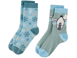 Kinder Socken "Bear" 2er Pack petrol-light blue