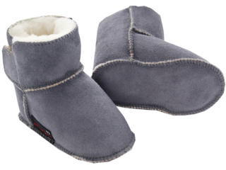 Babyschuhe Lammfell, Veloursleder, pflanzlich gegerbt grau