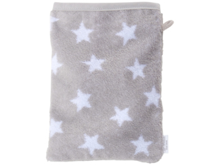Waschhandschuh Bio-Baumwolle Frottee, grau-Sternchen